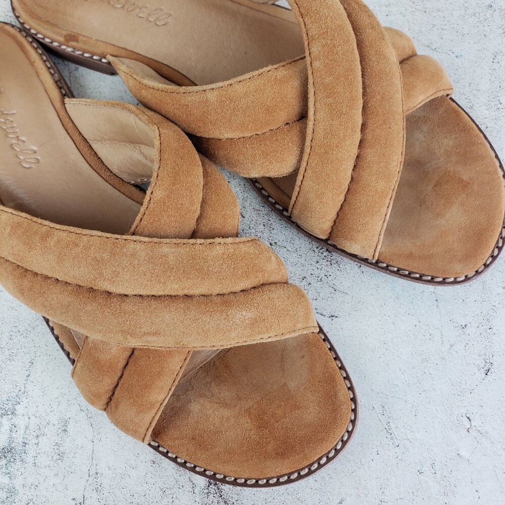 Madewell The Skyler Slide Sandal in Suede Cognac Brown size 7.5 Leather Casual - Picture 8 of 15